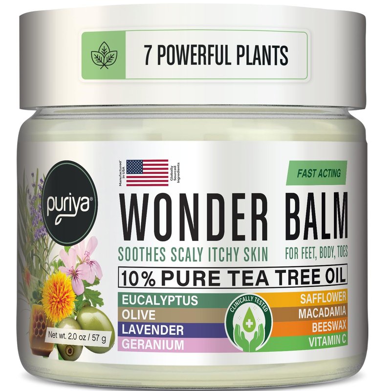 Puriya Wonder Balm, Extra Strength Itch Relief and Skin Comfort for Athletes and Active Professionals, Plant-Based Cream Soothes Rash, Ringworm, Dry, Irritated Skin on Feet, Groin and Body (2 oz)