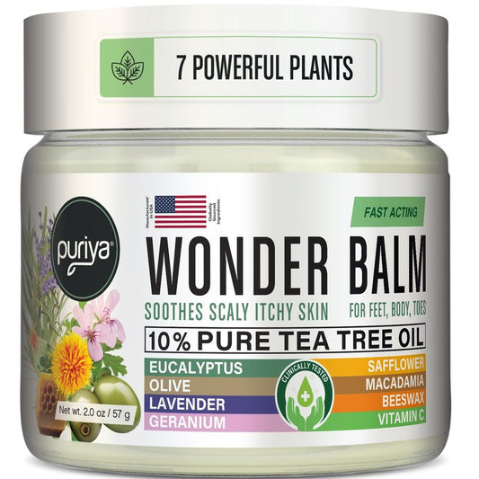 Puriya Wonder Balm, Extra Strength Itch Relief and Skin Comfort for Athletes and Active Professionals, Plant-Based Cream Soothes Rash, Ringworm, Dry, Irritated Skin on Feet, Groin and Body (2 oz)