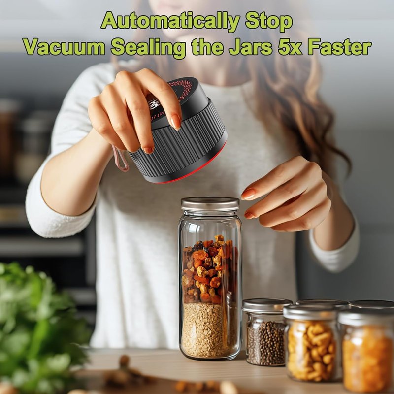 Mason Jar Vacuum Sealer Kit - 2-in-1 Electric Food Saver with Wide & Regular Mouth Lids | Ideal for Canning