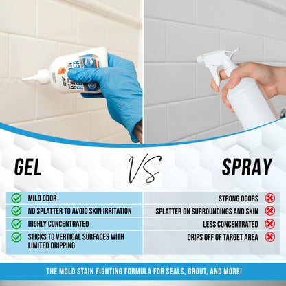 Mould Stain Remover Gel Cleaner - ACTIVE Heavy Duty Stain Cleaner for Front Loader Washing Machine Seal, Rubber Gasket, Bathroom Grout, Shower, Caulk - Front Load Washer Cleaning Solution - 7 Fl Oz