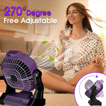 JINLICTE Camping Fan with LED Lantern, 20000 mAh 9 Inch Portable Rechargeable Battery Powered Fan with Stepless Speed and Quiet Battery Operated for Tent, Picnic, Barbecue, Fishing, Travel, Home