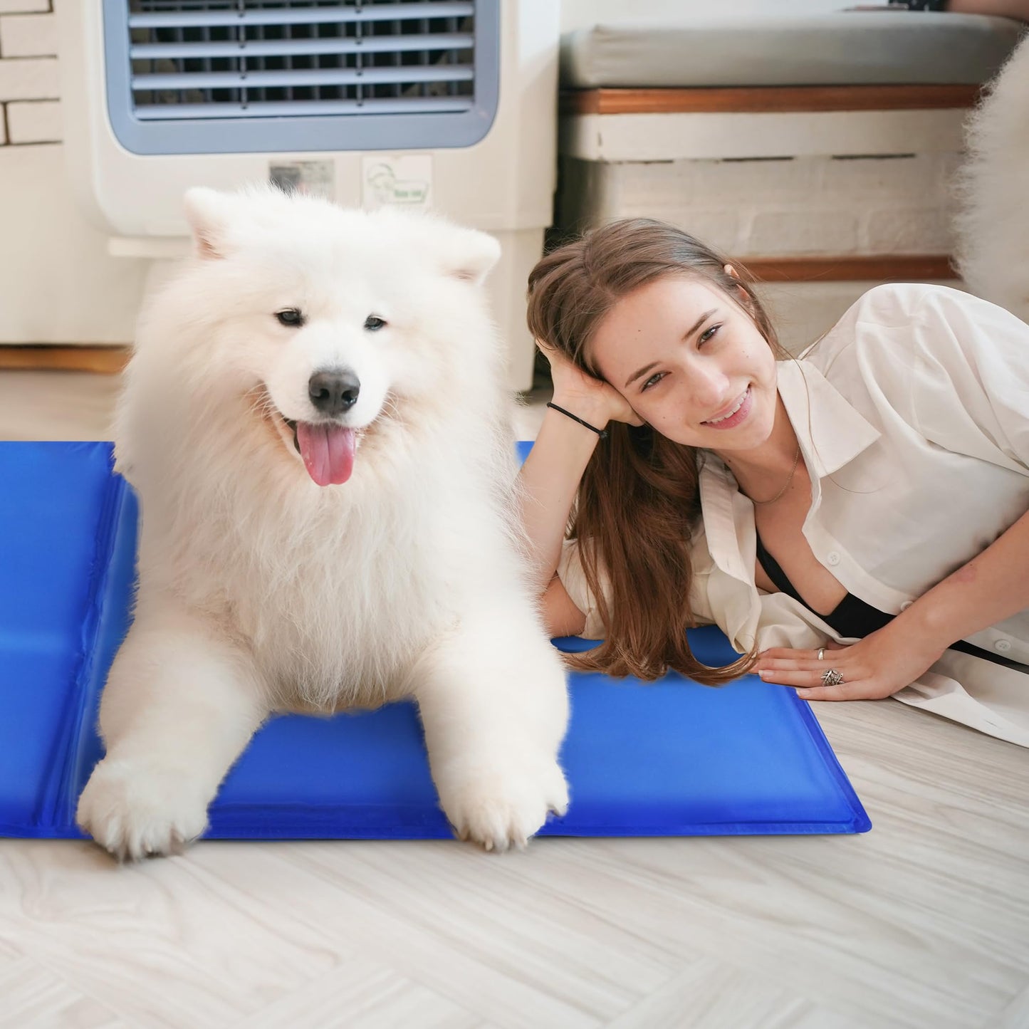 FurDreams Pet Cooling Mats – Self Cooling Mat Bed for Dogs, Cats to Prevent Overheating During Rest & Sleep – Heat Absorbing & Waterproof Gel Pillow Pad to Keep Ice Cool in Summer – Plain (140 x 90cm)
