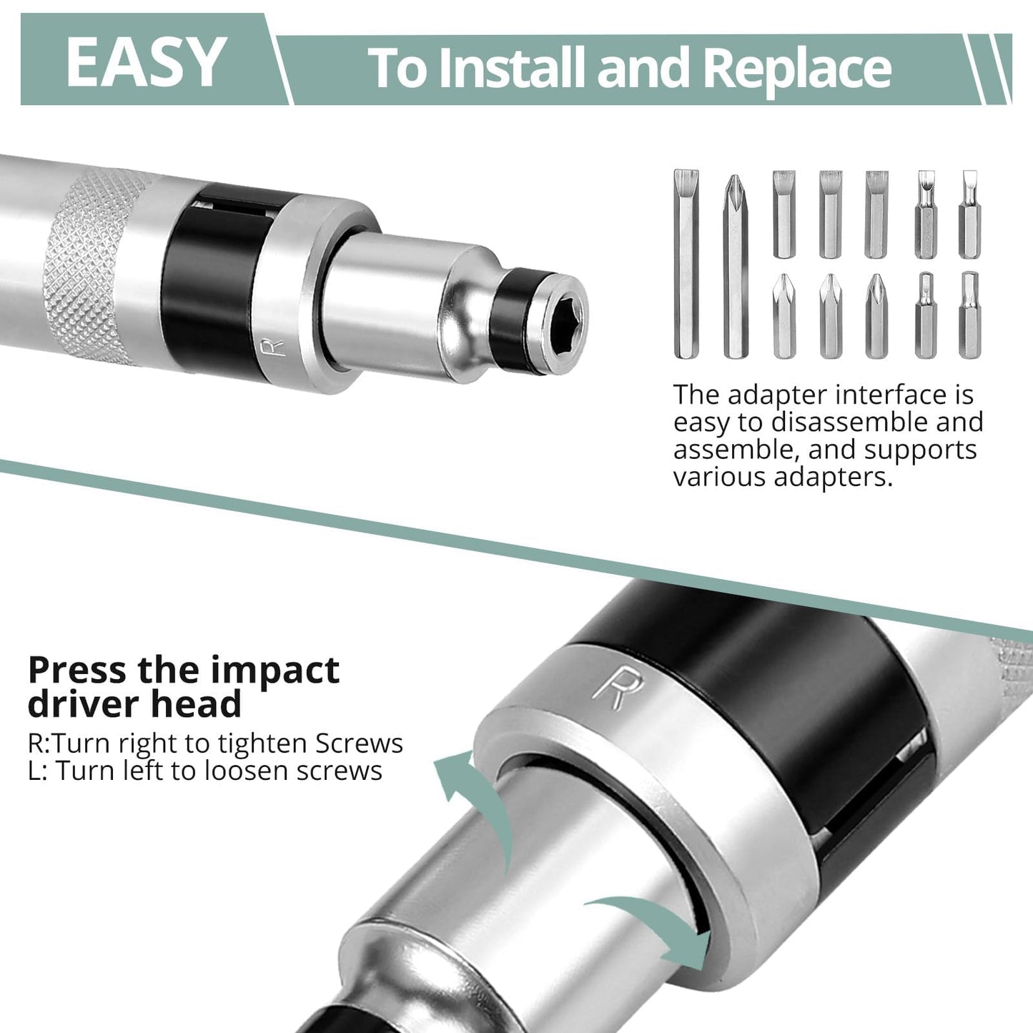 COLFULINE 12+1PCS Impact Screwdriver Set, Hand Impact Driver Bits - Heavy Duty Slot Cross Head Hex Bits with Manual Impact Corrector Screwdriver 1/2 Inch Square Drive