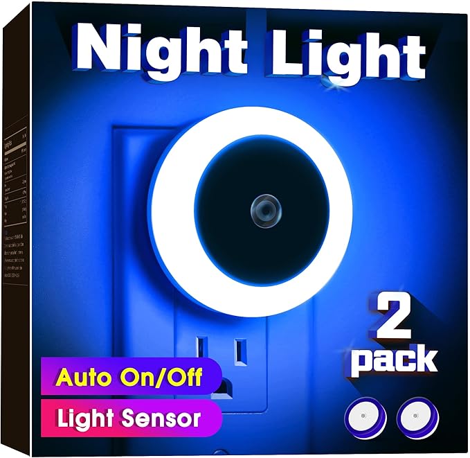 Briignite 2 Pack Blue Night Light, LED Night Light for Kids & Adults, Plug In, 60LM, 0.6W
