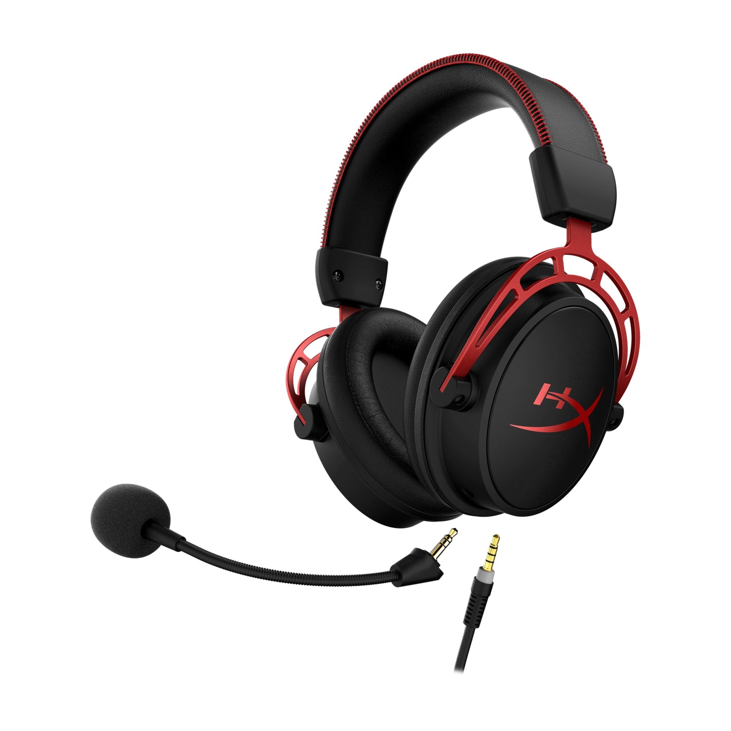HyperX Cloud Alpha - Gaming Headset, Dual Chamber Drivers, Legendary Comfort, Aluminum Frame, Detachable Microphone, Works on PC, PS4, PS5, Xbox One/ Series X|S, Nintendo Switch and Mobile – Red