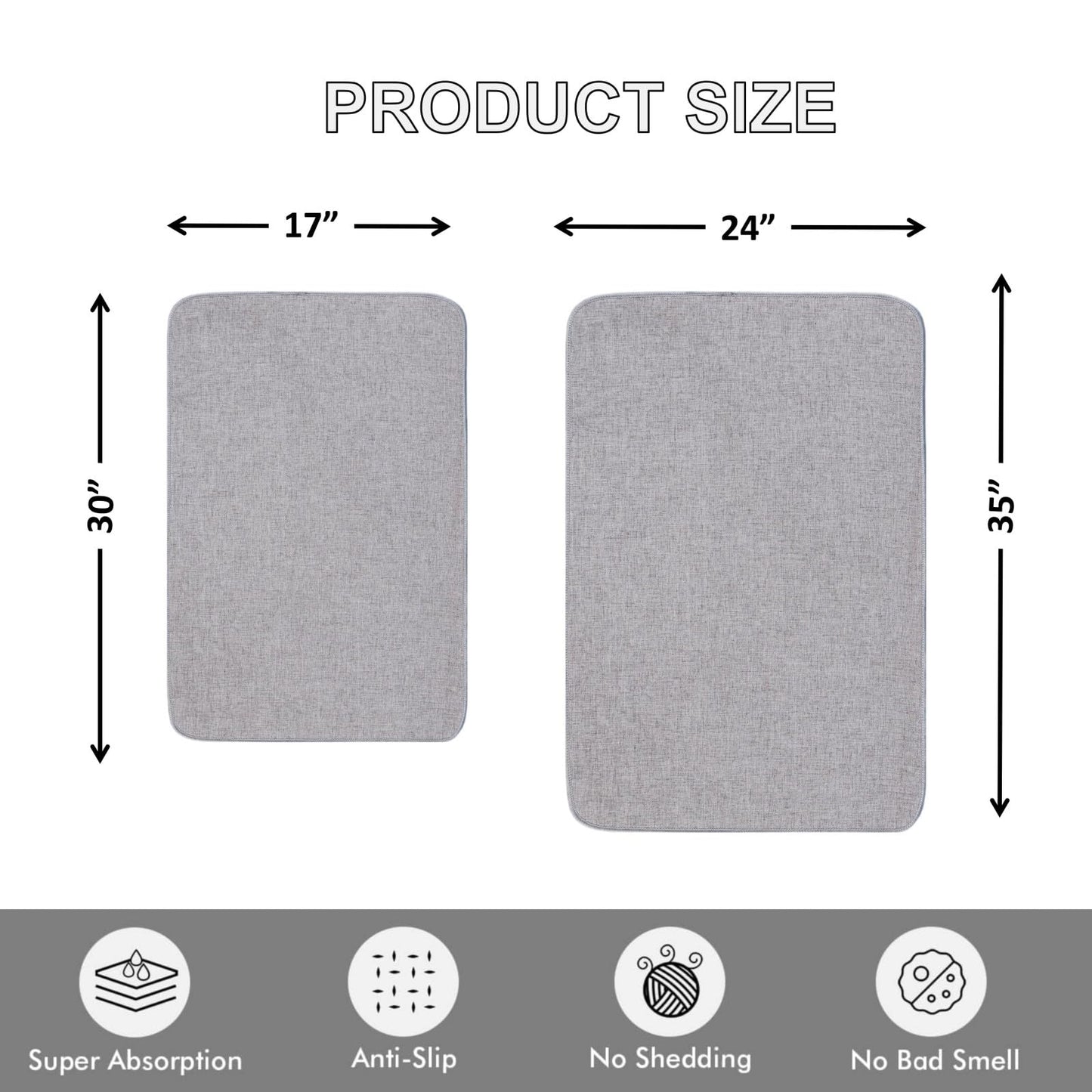 LYGLIGH 1/10 Inch Ultra Thin Indoor Door Mat, Long-Lasting & Maximum Non-Slip Rubber Backing, Washable & Stain-Resistant Entryway Mats with Powerful Dirt Trapper for Various Entrance, 29''X17'', Gray