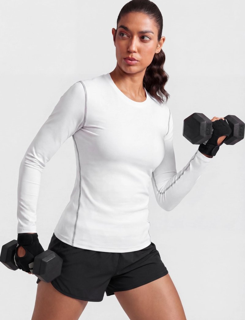 WANAYOU White Compression Shirts Woman Long Sleeve Dry Fit Long Sleeve Workout Tops for Women White Running Athletic Shirt Undershirt Moisture Wiking Base Layer Gym Hiking 3 Pack M