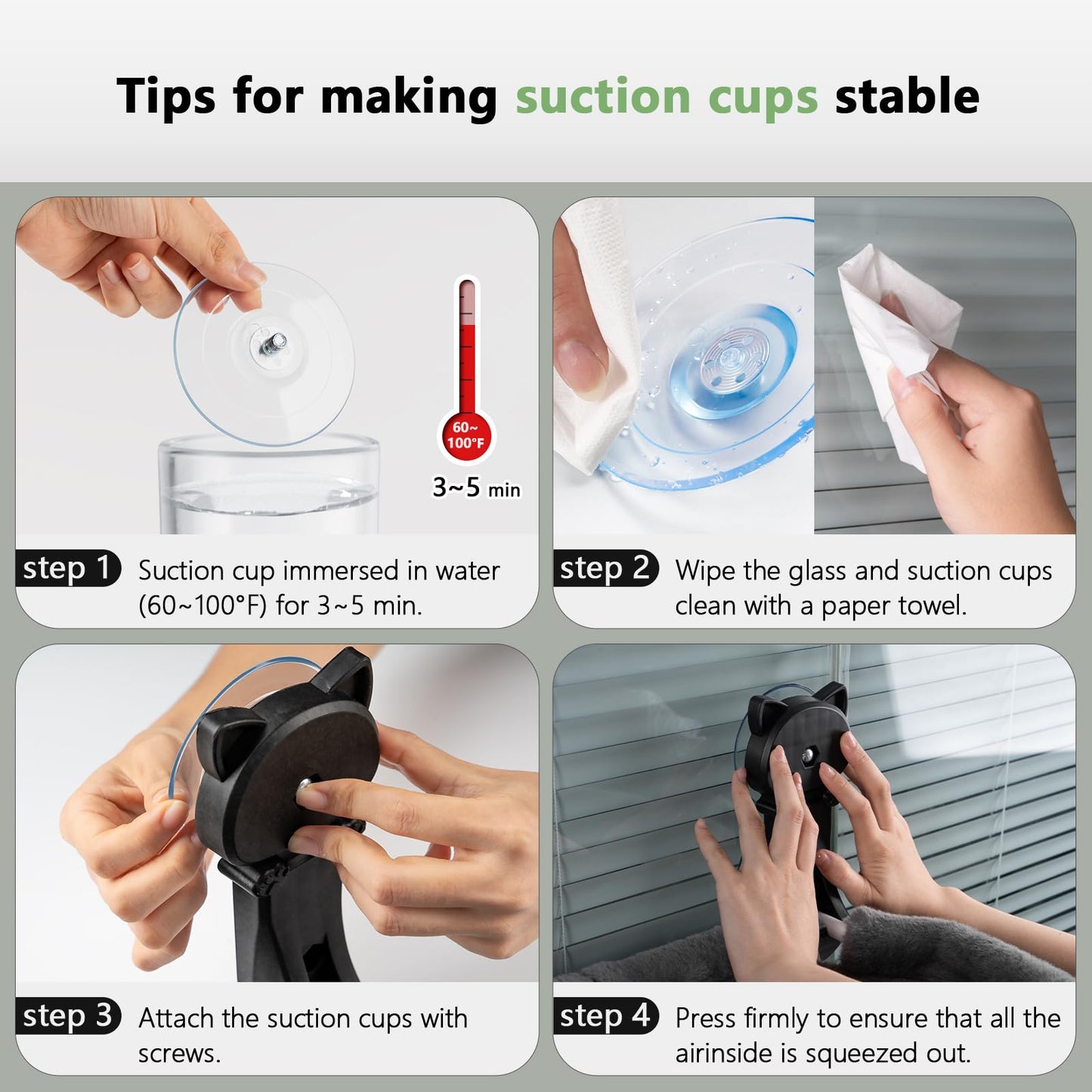 JUNSPOW Cat Window Perch Cordless, Foldable & Stable Cat Beds- Breathable Cat Window Hammock for Overlooking, Sunbathing and Climbing - Maximum Hold Up to 40lb