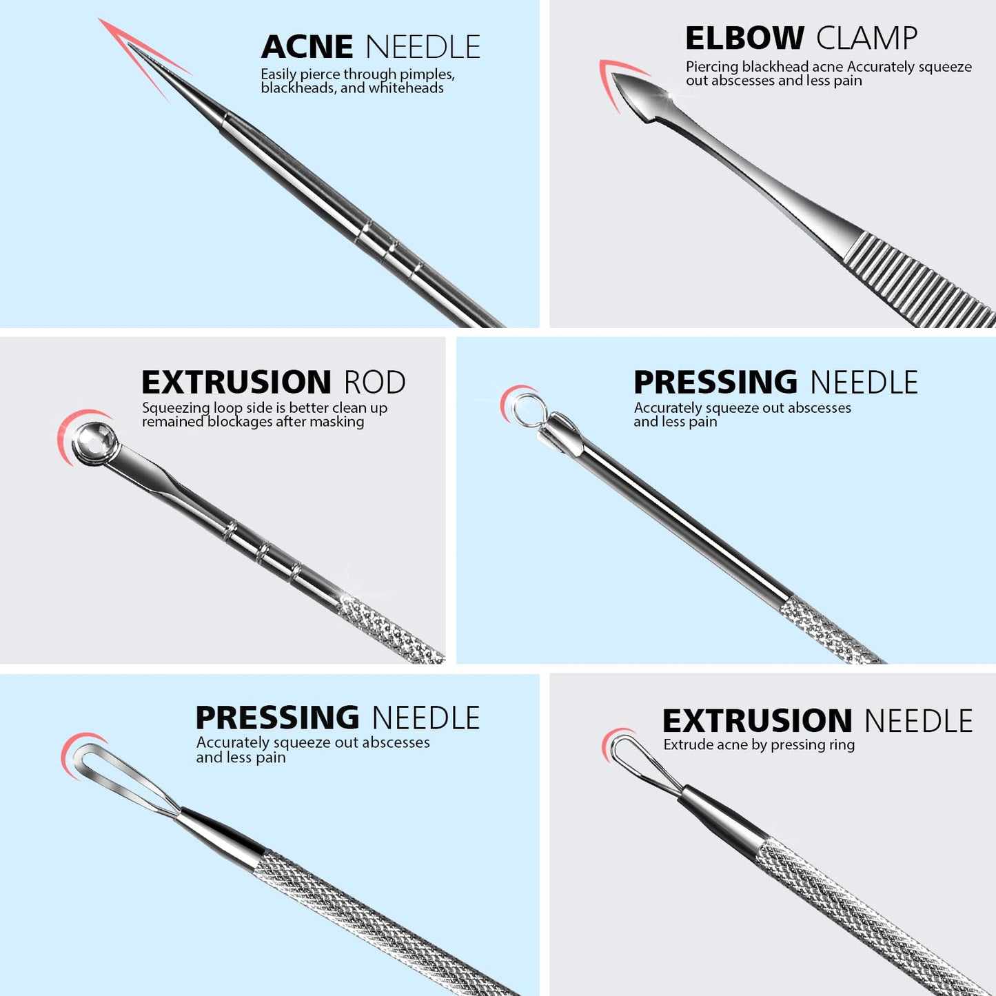 Teenitor 7 in 1 Blackhead Remover Tools, Surgical Grade Pimple Popper Tool Kit, Blackhead Extractor, Pimple Extractor, Black Head Remover for Face Nose