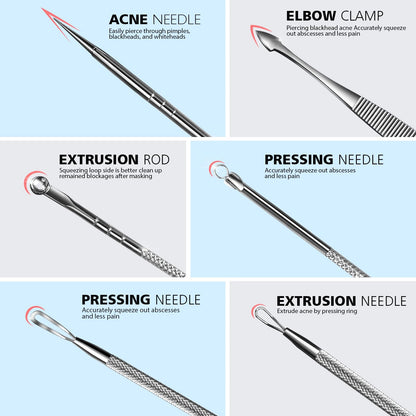 Teenitor 7 in 1 Blackhead Remover Tools, Surgical Grade Pimple Popper Tool Kit, Blackhead Extractor, Pimple Extractor, Black Head Remover for Face Nose