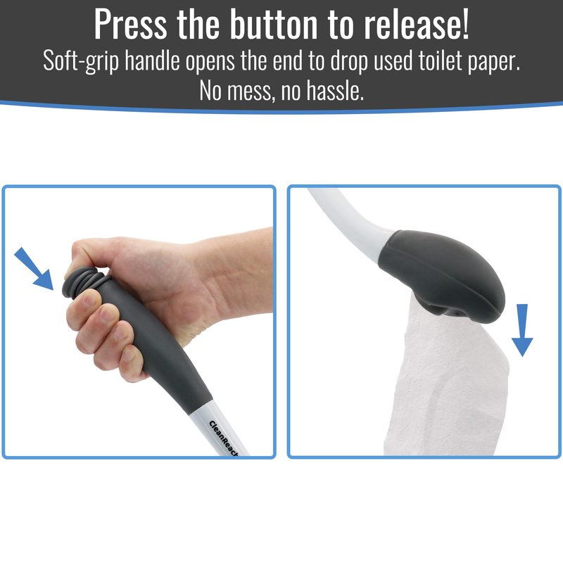 DMI CleanReach Pro with Sanitary Holder - Easy Release Toilet Aids for Wiping Bottom, Butt Wiper Tool for Women and Men, Long Handle Toilet Aids for Seniors and Handicap, Toileting Wand