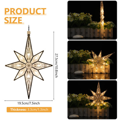Mudder 10.8 Inch Christmas Window Star Lights Large Hanging Bethlehem Star Tree Topper Decoration Christmas LED Window Lights Silhouette Decoration (Warm White,1 Piece)