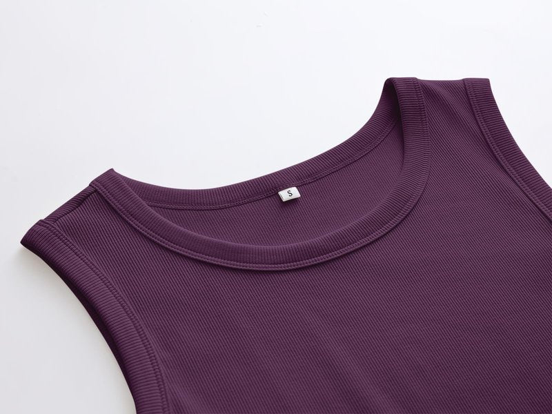 ANRABESS Womens Sleeveless High Neck Tank Tops Fashion Summer Casual Basic Slim Fit Ribbed Racerback Top Shirt Clothes Dark Purple Large