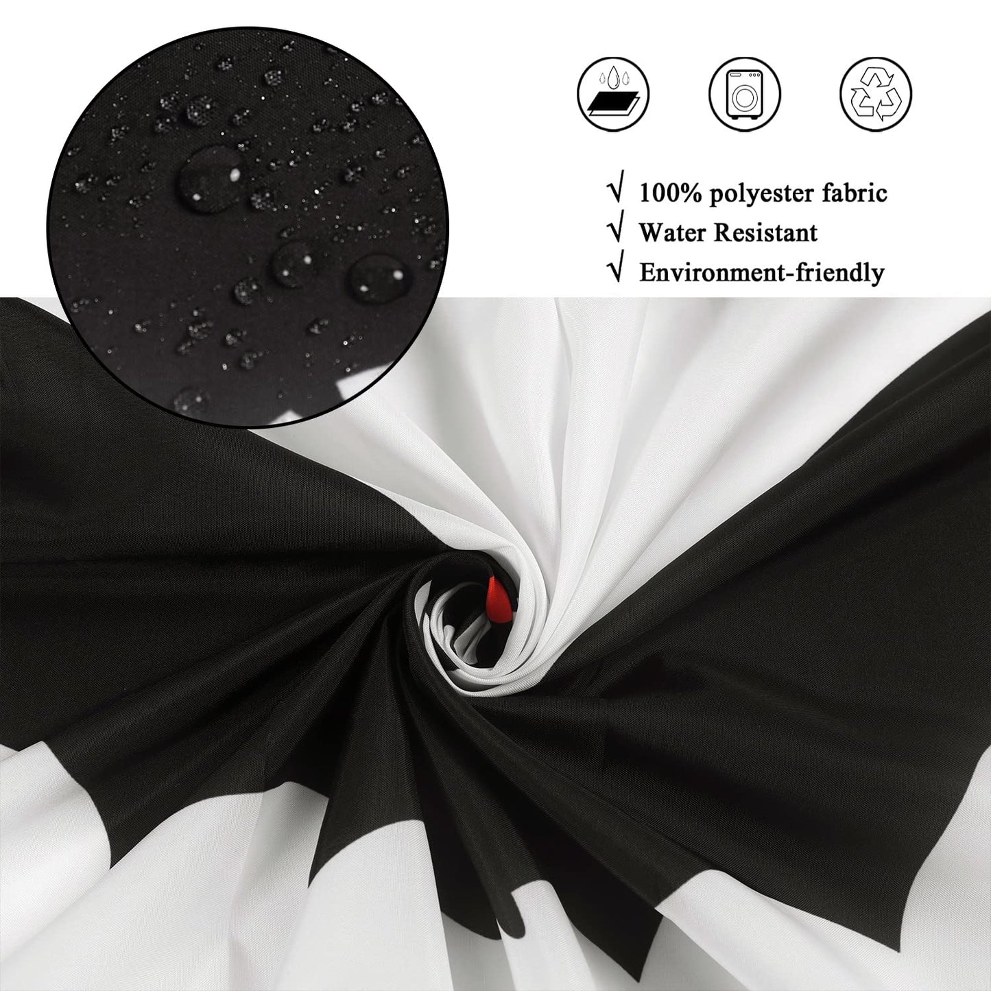 GCIREC Halloween Shower Curtain, Halloween Theme Black and White Bat Bathroom Curtain Halloween Party Decor Waterproof Fabric Machine Washable with 12 Hooks