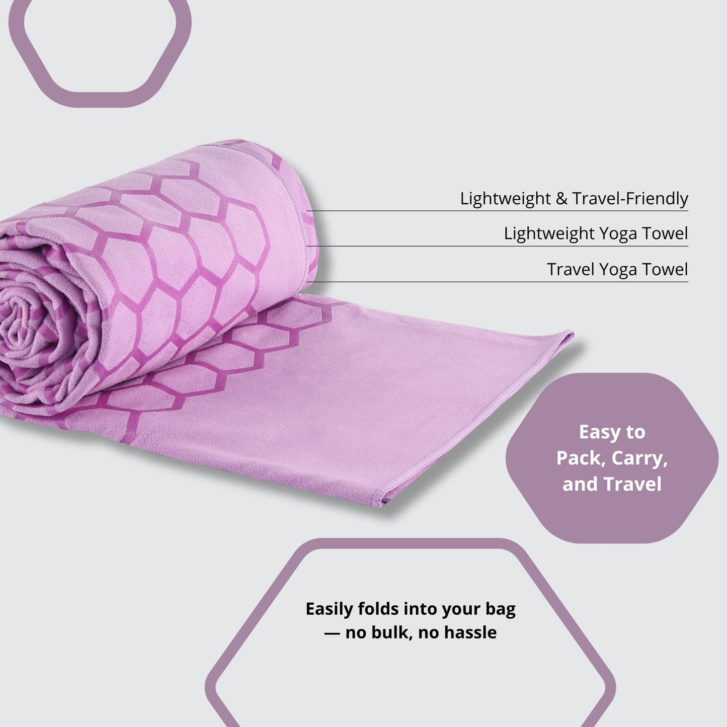 Clever Yoga Hot Yoga Mat Towel – Non-Slip Grip for Hot Yoga, Sweat Absorbent, Honeycomb Silicone Grip, Stays Flat – Ideal for Pilates, Travel, Washable & Lightweight - Dark Blue