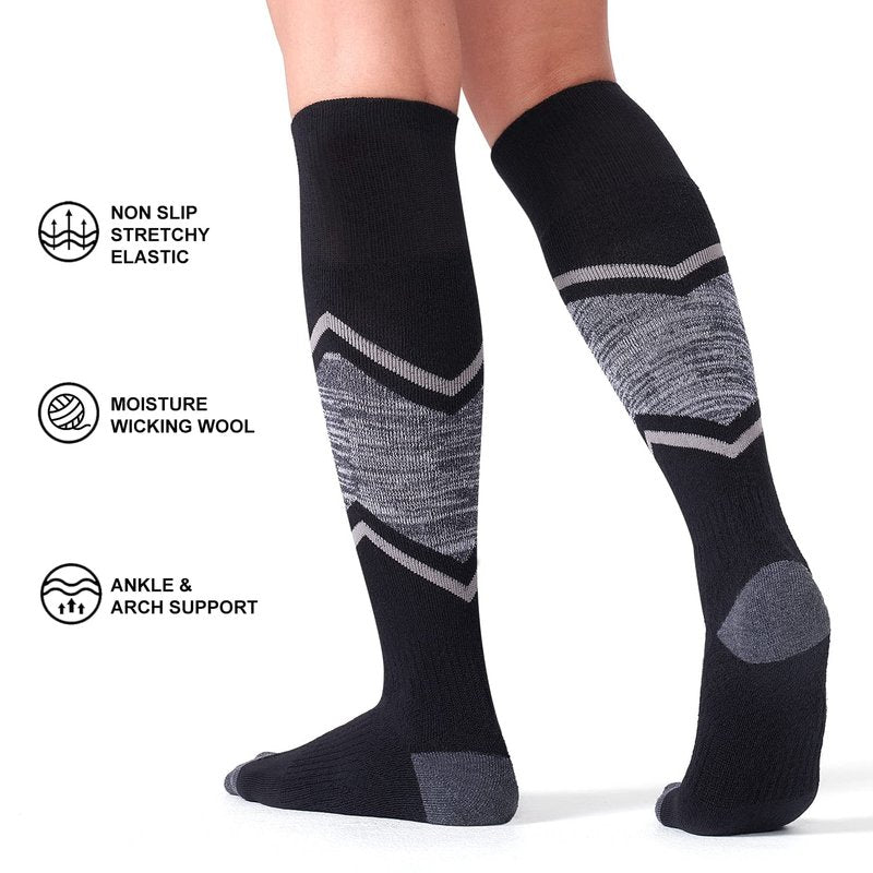 FITRELL 2/3 Pack Merino Wool Ski Socks for Snowboarding, Full Cushioned Winter Thermal Knee-high Warm Socks for Men and Women