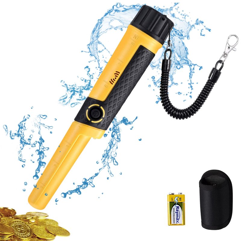 SAKOBS Handheld Pinpointer Metal Detector, Waterproof Metal Detecting Wand with 360° Side Scan, Portable Treasure Hunting Probe for Coins Gold Jewelry, Metal Detector Accessories for Beginners
