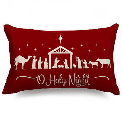 Christmas Pillow Covers 12x20,Merry Christmas Cross Joy Oh Holy Night Nativity Holiday Party Throw Pillow Cover Decorations Pillow Covers Farmhouse Pillows Decorative for Sofa Winter Home Decor