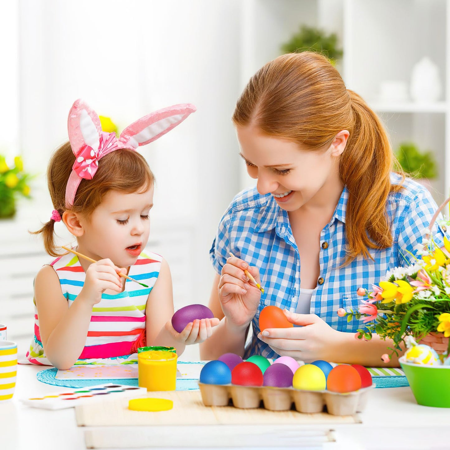 Augshy 14 PCS Plastic Egg Shakers Percussion Musical Egg Maracas Easter Egg Kids Toys (7 Colors)