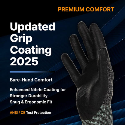 DEX FIT Work Gloves FN330, 3D Comfort Stretch Fit, Power Grip, Durable Foam Nitrile Coated, Smart Touch, Thin & Lightweight, Machine Washable (Medium(3 Pairs), FN330 Black)