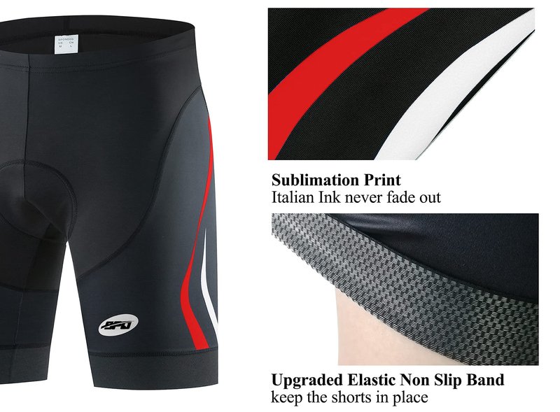 Bicycle Shorts for Men Padded Compression Bike Underwear with Padding Cyclist Gear US L Red