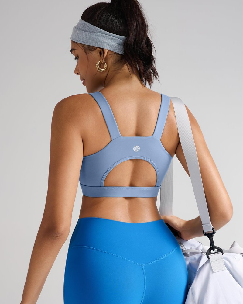 RUNNING GIRL High Impact Sports Bras for Women,Racerback Running Bra Workout Crop Tank Tops Longline Sports Bra Push up(WX2667 Blue,M)
