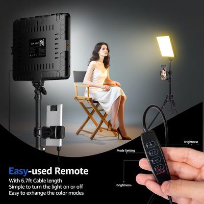 NiceVeedi 2-Pack Photography Lighting Kit, 25 * 20CM Dimmable15W LED Studio Video Light, Stream Selfie Light for Recording/Game Streaming/Camera Portrait, With 160CM Tripod (15w-2 Pack)
