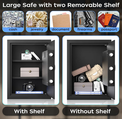 AEGIS Biometric Gun Safe with Silent Mode, 3.7 Cubic Feet Large Quick Access Security Safe with Fingerprint Scanner Money Safe Lock Box for Home Office Hotel