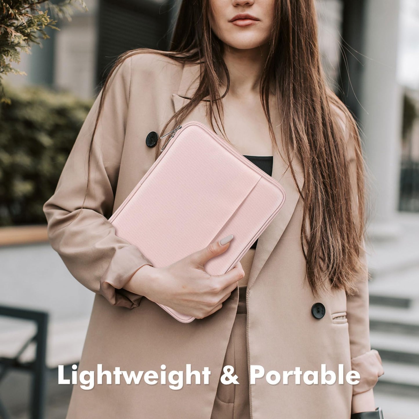 MoKo 9-11 Inch Tablet Sleeve, Protective Carrying Bag with Two Compartments Fits New iPad Air/Pro 11 inch 2024, iPad Air 5/4th 10.9, iPad 9/8/7th 10.2, iPad 10th 10.9, Tab S8/S9 11, Pink