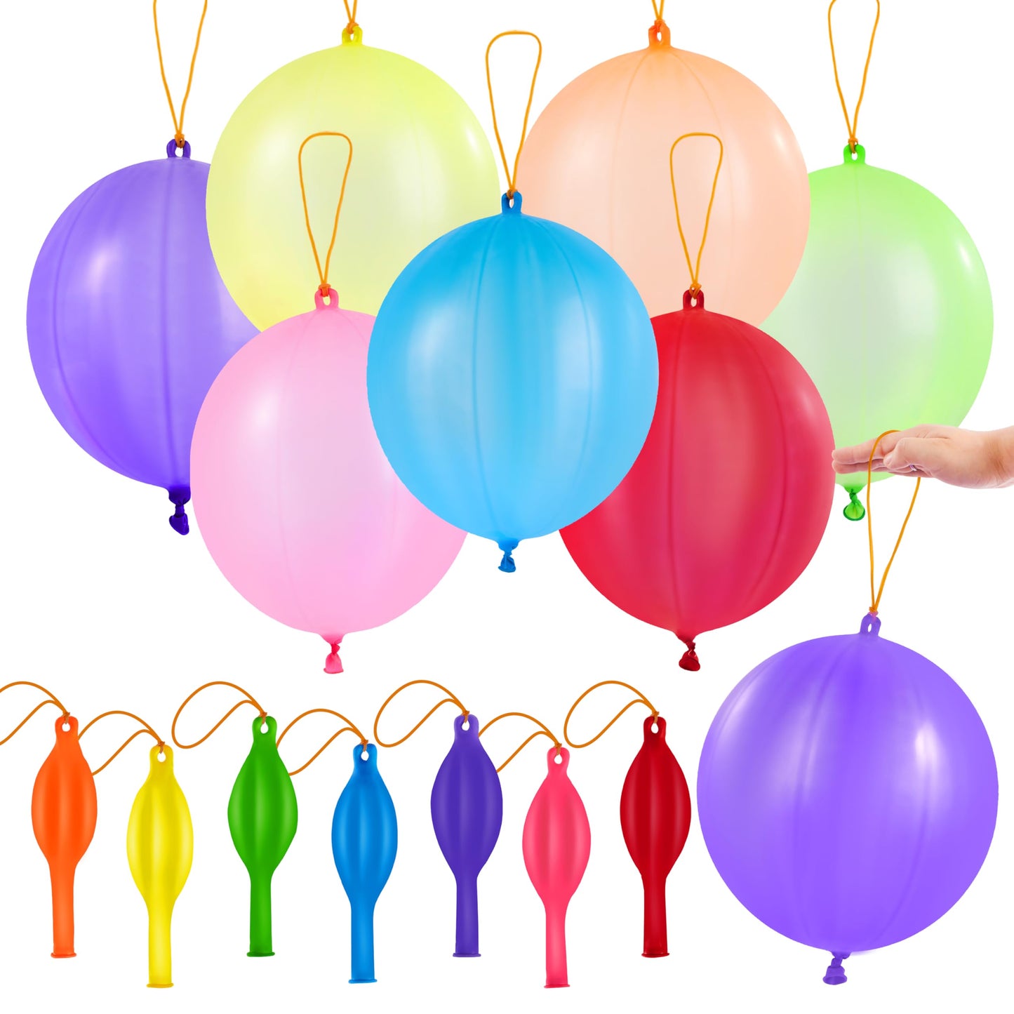 JOYIN 12 Pcs Punch Balloons, Easter Egg Fillers, Heavy Duty Party Favors for Kids, Punching Balloons with Rubber Band Handle for Birthday, Goodie Bags Stuffers, Halloween Party Supplies