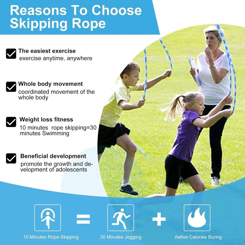 GRAWUN Jump Rope For Kids, 6Pcs Soft Beaded Jump Ropes, Adjustable Length Tangle-Free Segmented Soft Beaded Skipping Rope，for Women, Men and Kids Keeping Fit, Workout and Weight Loss