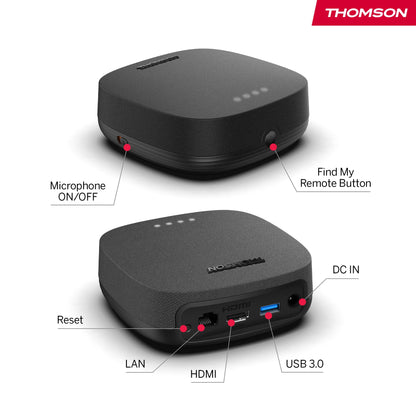 Thomson Streaming Box 270UK Plus, Built-in Speaker for Voice Control, Google TV, Netflix, Disney+, 4K UHD, Streaming via Wi-Fi, Google Cast, 32GB Storage