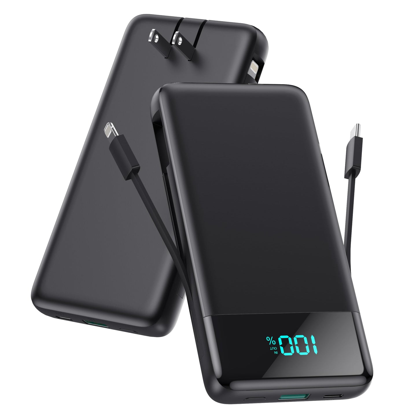Portable Charger for iPhone with Built in Cables and Wall Plug,Upgraded 13800mAh Fast Charging USB C Power Bank,4 Outputs Travel Essential Battery Pack Compatible with iPhone 15/14/13,Samsung-Purple