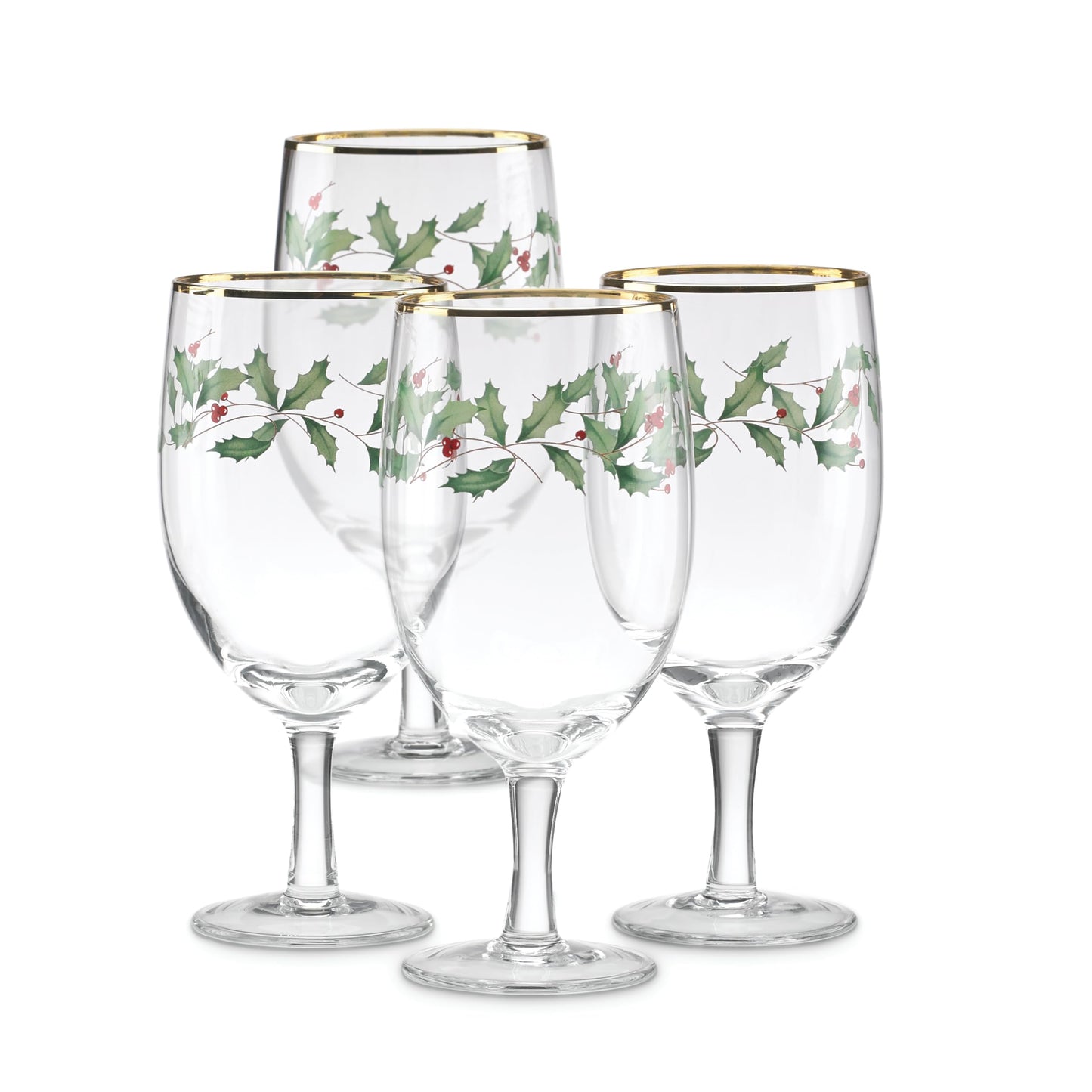 Lenox 849606 Holiday 4-Piece Iced Beverage Glass Set, Christmas Dinnerware, Hosting