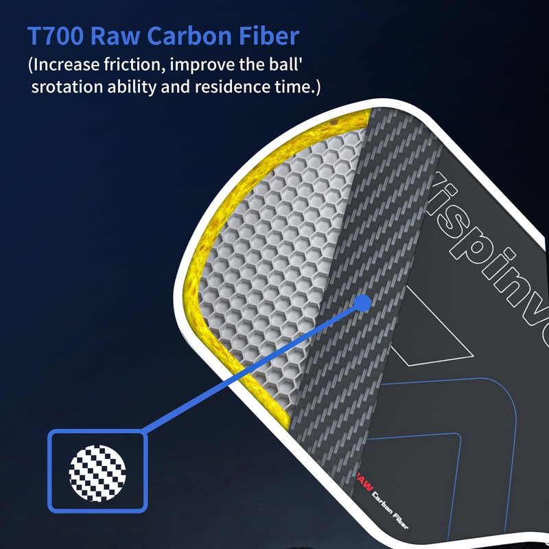 Carbon Fiber Pickleball Paddle USAPA Approved, 16MM T700 Thermoformed Pickleball Paddle with Polypropylene Honeycomb Core, Foam Injected Edges Designed for Ultimate Spin & Consistency