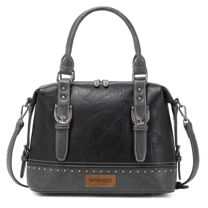 Wrangler Doctor Bag Top Handle Purse Hobo Shoulder Barrel Satchel Handbags for Women, Cannon Black, One Size