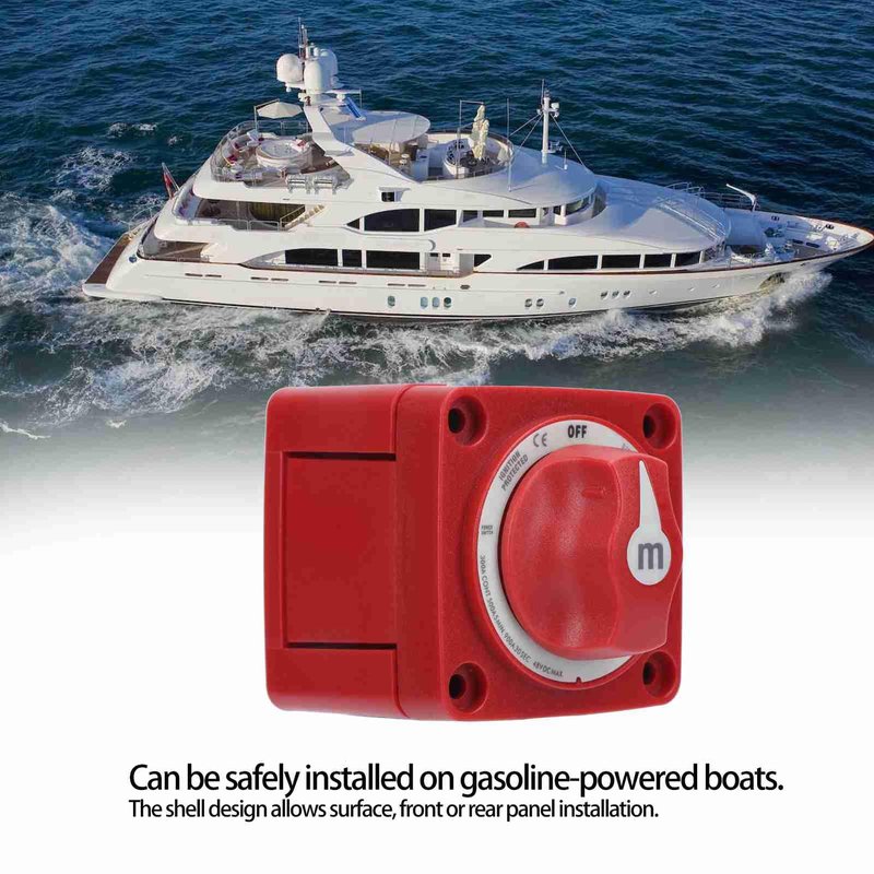 Akozon Battery Switch, DC 12‑48V Isolator Switch Single Circuit Cut‑Off 6006 M‑Series Hard‑Wearing for Marine Boat Battery Isolator