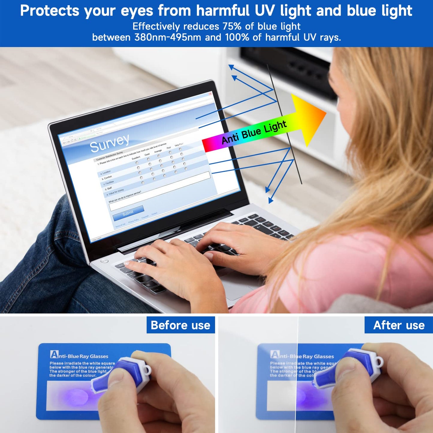 2 Pack 15.6 inch (1920x1080P) Laptop Blue Light Screen Protector, Eye Protection Anti-Scratch and Anti-Glare Screens for Laptops 15.6’’ with 16:9 Aspect Ratio