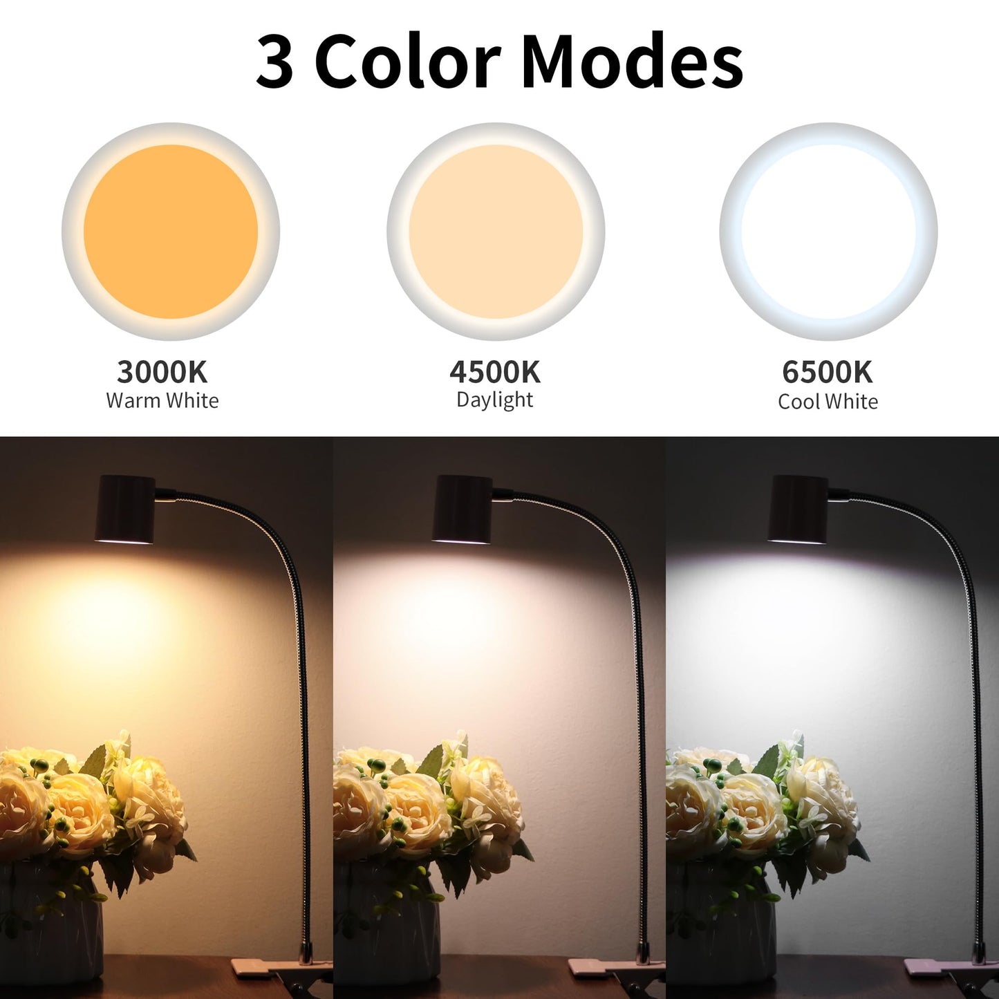 Dott Arts Desk Lamp,USB Clip On Light,Book Lights for Reading at Night,3 Color Modes,10 Brightness Clamp Lights,360° Gooseneck LED Reading Light for Books in Bed,Eye-Care for Home Office,Headboards