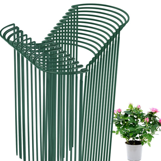 Tioncy 24 Pcs 24 H x 10 W Plant Support Stakes Cages for Garden, Metal Half Round Plants Tension Rods for Indoor Outdoor Large Tall Flower Vegetables Tomato Peony Rose Support