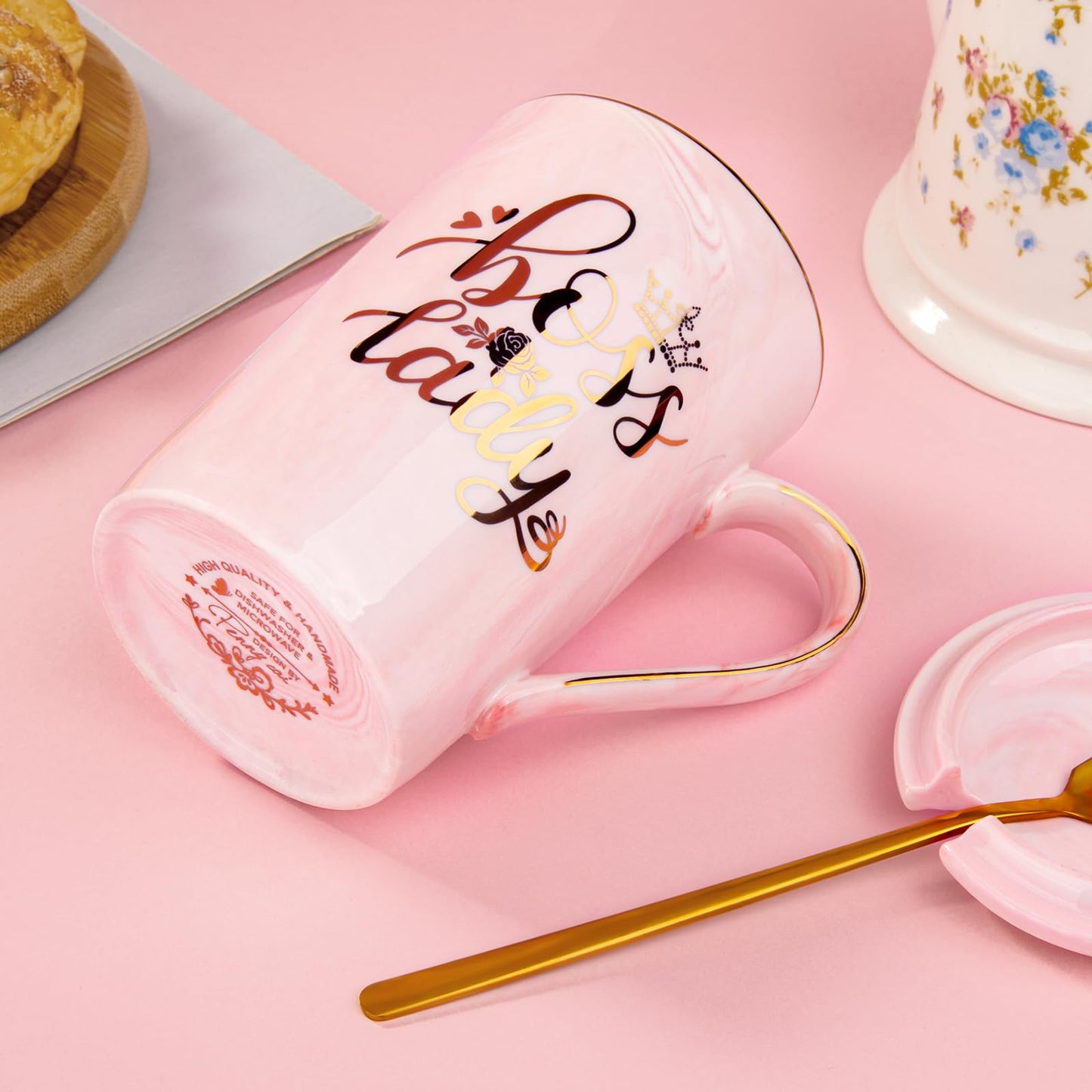 Best Friend Birthday Gifts for Women, Friendship Gifts for Women, Unique Birthday Valentines Day Gift Ideas for Her, Friends Female, Besties, BFF Ceramic Marble Coffee Mug Gift Box Printed Gold 14 oz