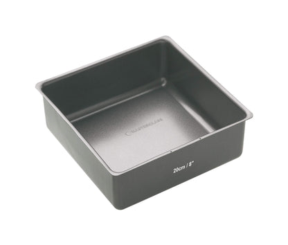 MasterClass Baking Tray, Cake Tin Loose Bottom Pan with PTFE, PFOA and BPA Free Non Stick, Deep Cake Tin, Carbon Steel, Square, 2cm (8")