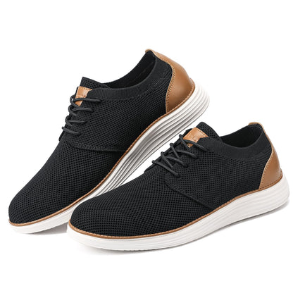VILOCY Men's Fashion Dress Sneakers Casual Walking Shoes Business Oxfords Comfortable Breathable Lightweight Tennis Zapatos para Hombre Black,US7.5 EU40