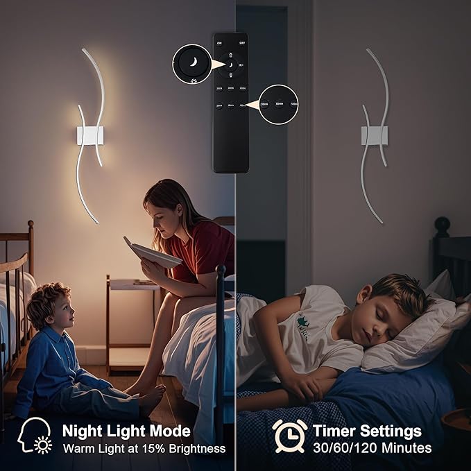 Battery Operated Wall Sconces Set of Two with Remote Control, Stepless Colors 3000K-6000K & Dimming, LED Chrome Wireless Wall Light for Living Room, Hallway, Bedroom, 39.3 Inch (2 Pack)