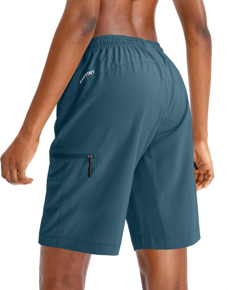 SANTINY Women's 5''/ 7''/9'' Hiking Cargo Shorts Quick Dry Lightweight Summer Shorts for Women Athletic Golf Zipper Pockets(Dusty Blue_M)