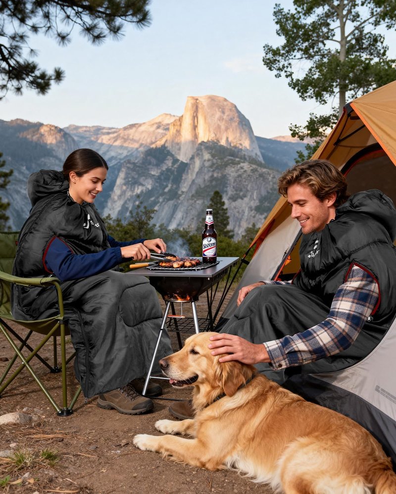 Sportneer Wearable Sleeping Bag - Walkable Design with Arm Zippers | Waterproof & Compact for Camping, Travel, and Stadiums