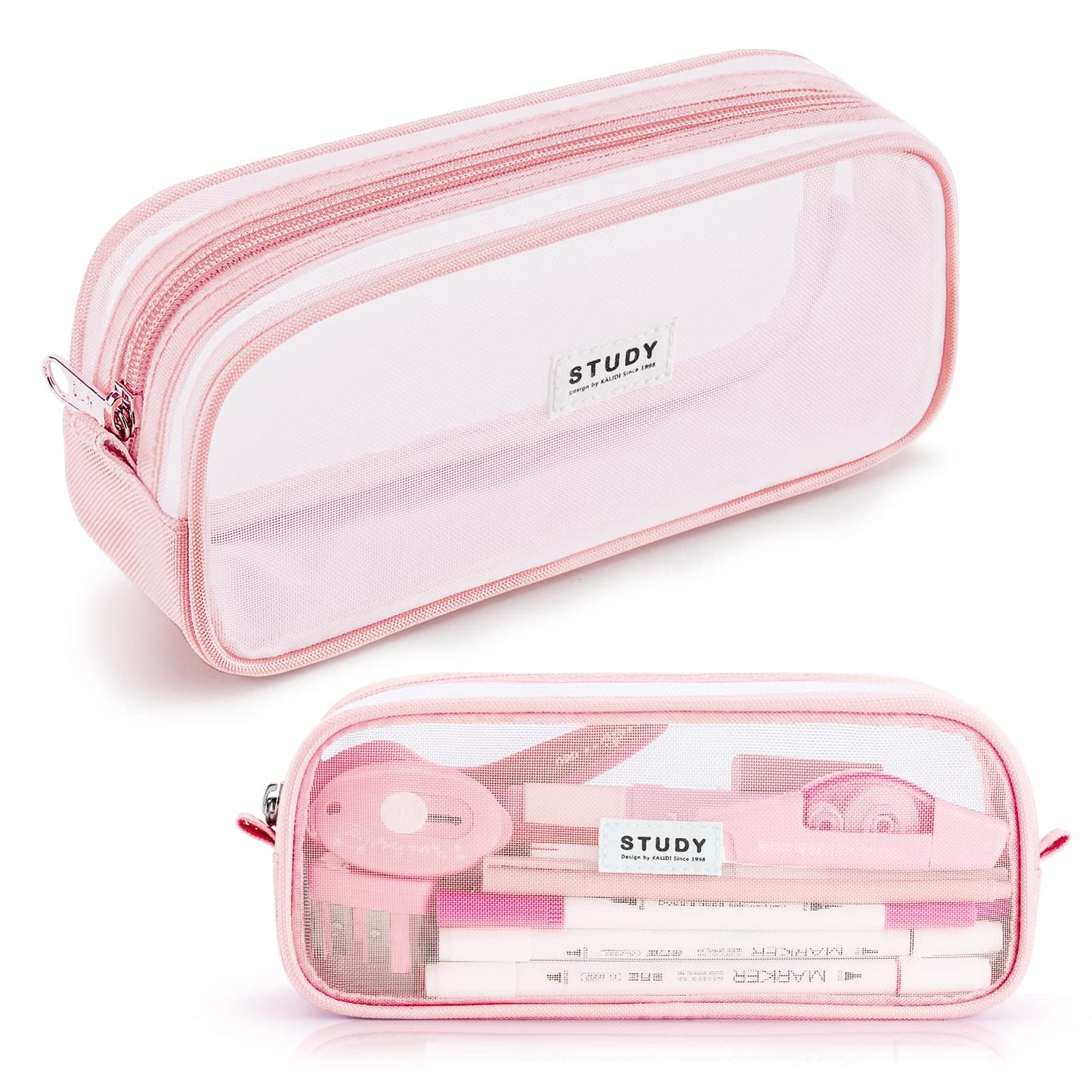 KALIDI Grid Mesh Pencil Case Large Capacity Pencil Case Big Pencil Pouch With Zipper Simple Stationery Bag Aesthetic Pen Bag for School Teen Girl Boy Multi-Purpose bag for office Men Women