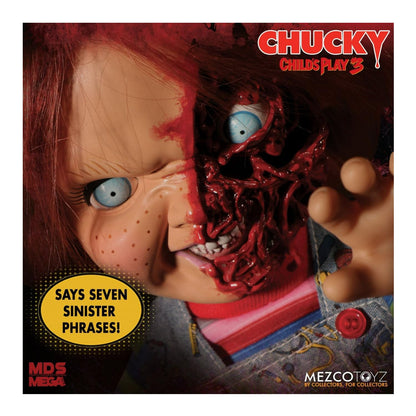 Mezco Toyz Designer Series Child's Play 3 Talking Pizza Face Chucky 15-Inch Mega Action Figure with Voice