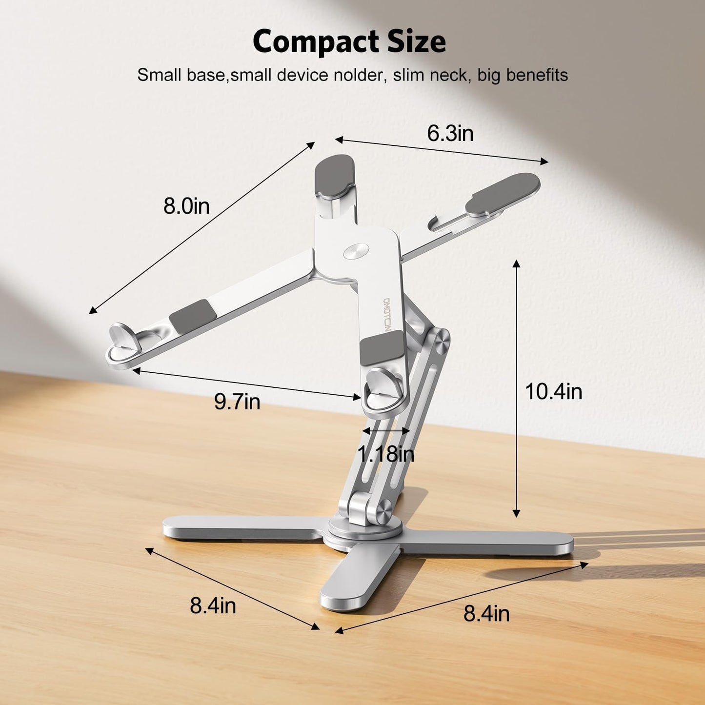 OMOTON 360° Rotating Laptop Stand Riser for Desk, Ergonomic Foldable Computer Stand Adjustable Height Angles for Collaborative Work, Easy Storage Fit Macbooks,All Laptops up to 16 inches, Silver