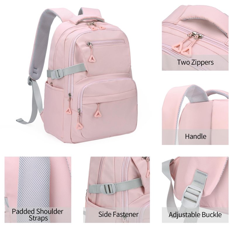 GAEKEAO Everyday Backpack for Women Lightweight Casual Daypack Travel Backpacks for Work College Hiking Camping Commute Pink